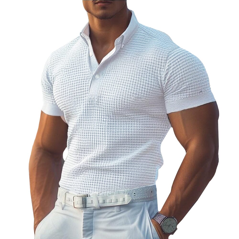 Herren Poloshirt Knopfleiste | Strukturiertes Slim Fit Sommerhemd [ Herrenkollektion - Poloshirts - Frühling & Sommer '25 ] 22 - Herren Poloshirt Knopfleiste Gratti Paris Weiß S 