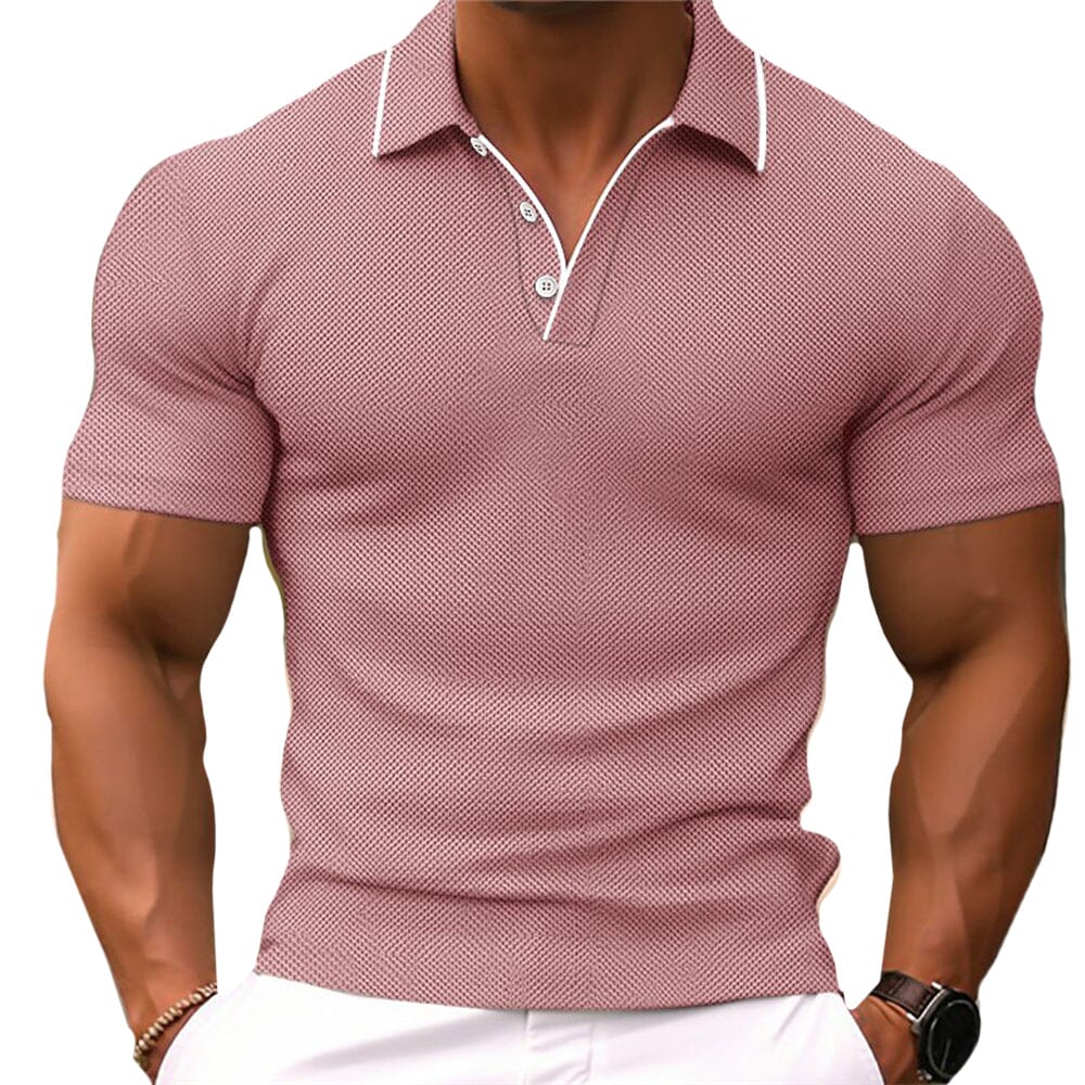 Herren Poloshirt Slim Fit | Piqué Poloshirt mit Kontrastdetails rosa [ Herrenkollektion - Poloshirts - Frühling & Sommer '25 ] 42 - Herren Poloshirt Slim Fit Gratti Paris Rosa S 