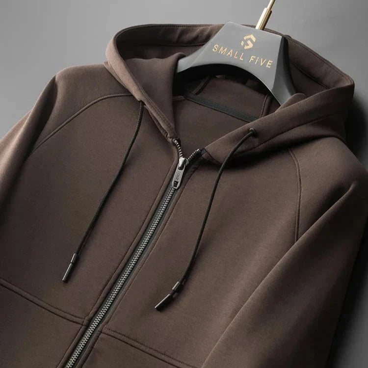 Herren Premium Trainingsanzug | Moderner Jogginganzug mit Hoodie braun [ Herrenkollektion - Jacken - Leinensets ] 167 - Herren Premium Trainingsanzug Gratti Paris 