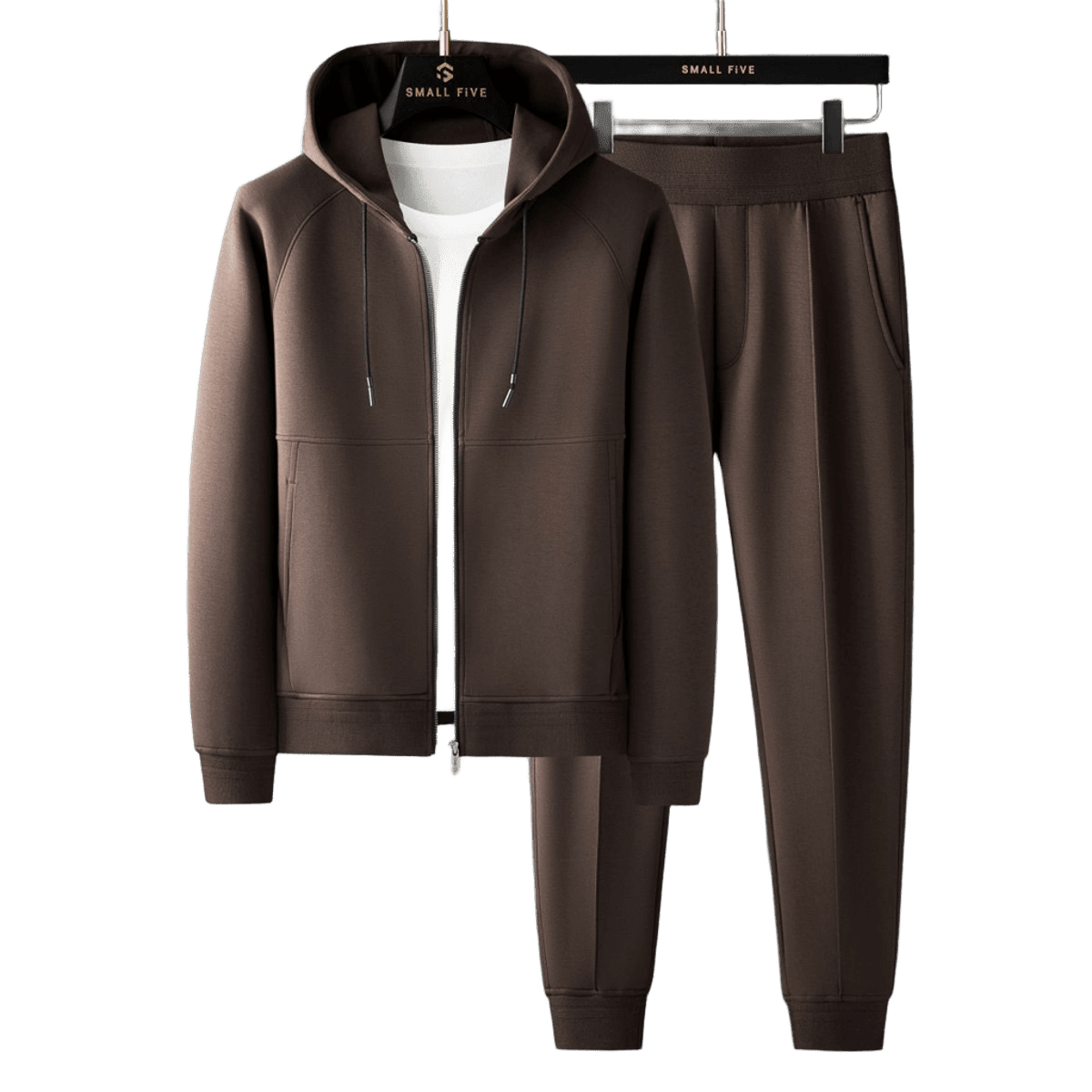 Herren Premium Trainingsanzug | Moderner Jogginganzug mit Hoodie braun [ Herrenkollektion - Jacken - Leinensets ] 167 - Herren Premium Trainingsanzug Gratti Paris 