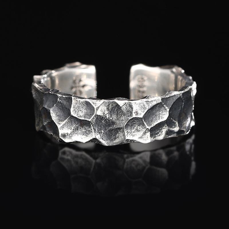 Herren Ring 925er Silber | Verstellbarer Vintage Ring mit Hammerschlag [ Herrenkollektion - Accessoires - Armbänder ] 61 - Herren Ring 925er Silber Gratti Paris 