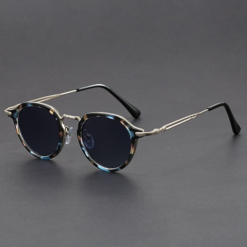 Herren Runde Sonnenbrille Retro | Modische Brille mit Muster und Metallbügeln [ Herrenkollektion - Sonnenbrille - Freizeitbrille ] 232 - Herren Runde Sonnenbrille Retro Gratti Offiziell Flussstein 