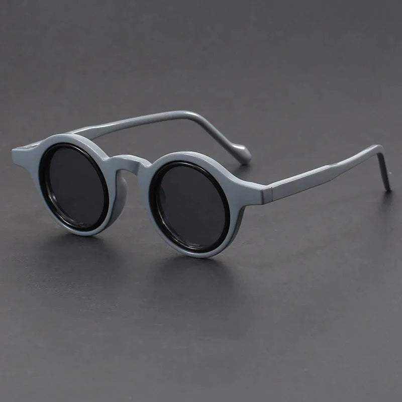 Herren Runde Sonnenbrille Retro | Schildpatt Sonnenbrille mit UV-Schutz braun [ Herrenkollektion - Brille - Sonnenbrille ] 217 - Herren Runde Sonnenbrille Retro Gratti Offiziell Grau 