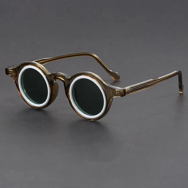 Herren Runde Sonnenbrille Retro | Schildpatt Sonnenbrille mit UV-Schutz braun [ Herrenkollektion - Brille - Sonnenbrille ] 217 - Herren Runde Sonnenbrille Retro Gratti Offiziell Oliv 