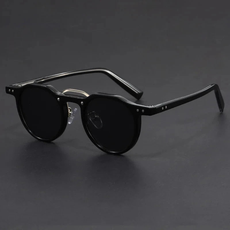 Herren Runde Sonnenbrille Retro | Transparente Brille mit Schildpatt-Bügeln [ Herrenkollektion - Sonnenbrille - Freizeitbrille ] 235 - Herren Runde Sonnenbrille Retro Gratti Offiziell Tiefschwarz 