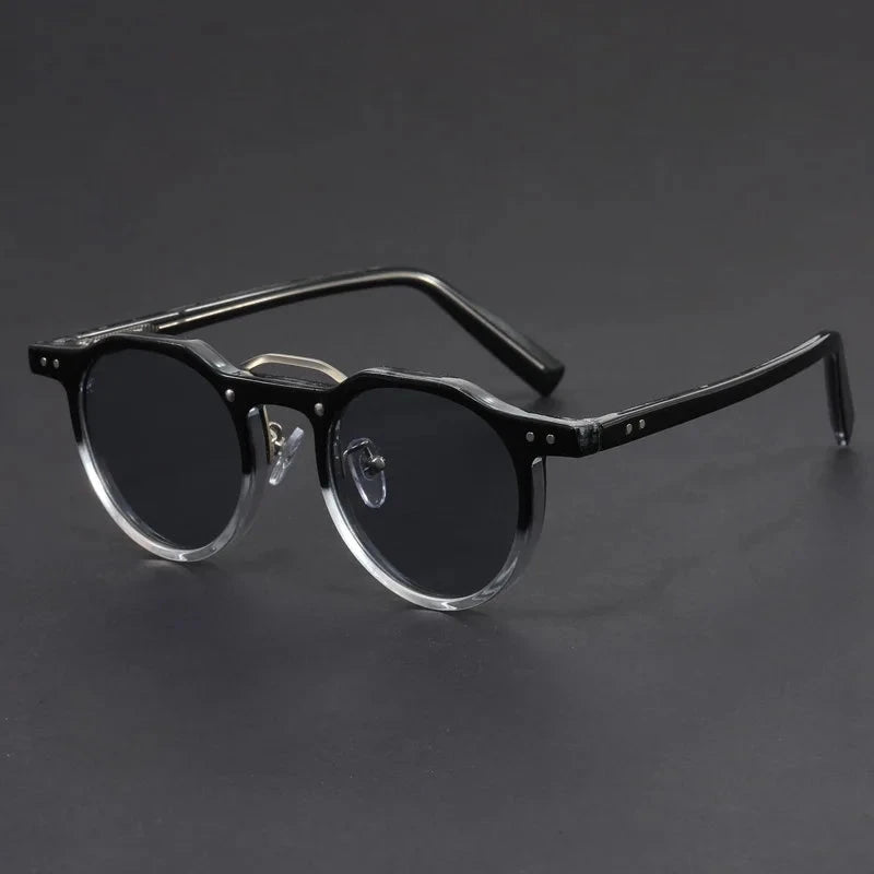 Herren Runde Sonnenbrille Retro | Transparente Brille mit Schildpatt-Bügeln [ Herrenkollektion - Sonnenbrille - Freizeitbrille ] 235 - Herren Runde Sonnenbrille Retro Gratti Offiziell Stahl Schwarz 