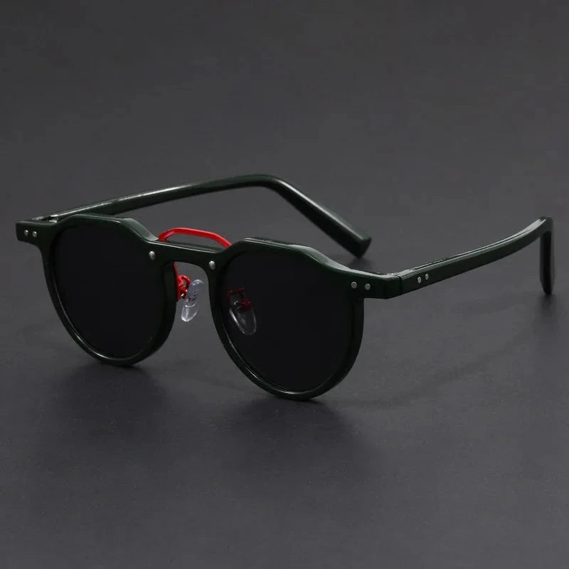 Herren Runde Sonnenbrille Retro | Transparente Brille mit Schildpatt-Bügeln [ Herrenkollektion - Sonnenbrille - Freizeitbrille ] 235 - Herren Runde Sonnenbrille Retro Gratti Offiziell Moosgrün 