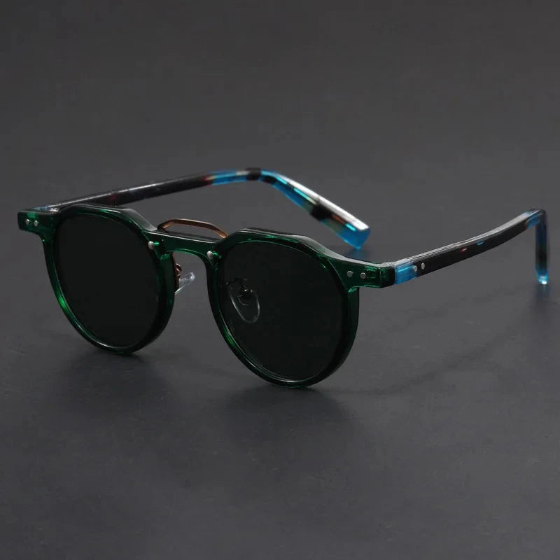 Herren Runde Sonnenbrille Retro | Transparente Brille mit Schildpatt-Bügeln [ Herrenkollektion - Sonnenbrille - Freizeitbrille ] 235 - Herren Runde Sonnenbrille Retro Gratti Offiziell Krypton 