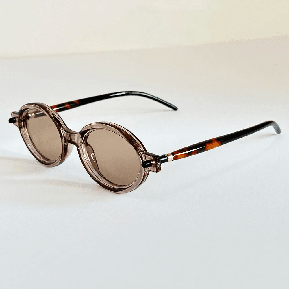 Herren Runde Sonnenbrille Retro | Vintage Brille zweifarbig schwarz-weiß [ Herrenkollektion - Sonnenbrille - Freizeitbrille ] 241 - Herren Runde Sonnenbrille Retro Gratti Offiziell Champagner Braun 