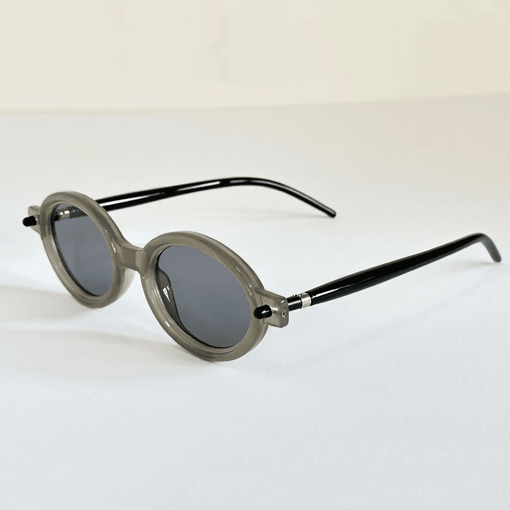 Herren Runde Sonnenbrille Retro | Vintage Brille zweifarbig schwarz-weiß [ Herrenkollektion - Sonnenbrille - Freizeitbrille ] 241 - Herren Runde Sonnenbrille Retro Gratti Offiziell Grau 
