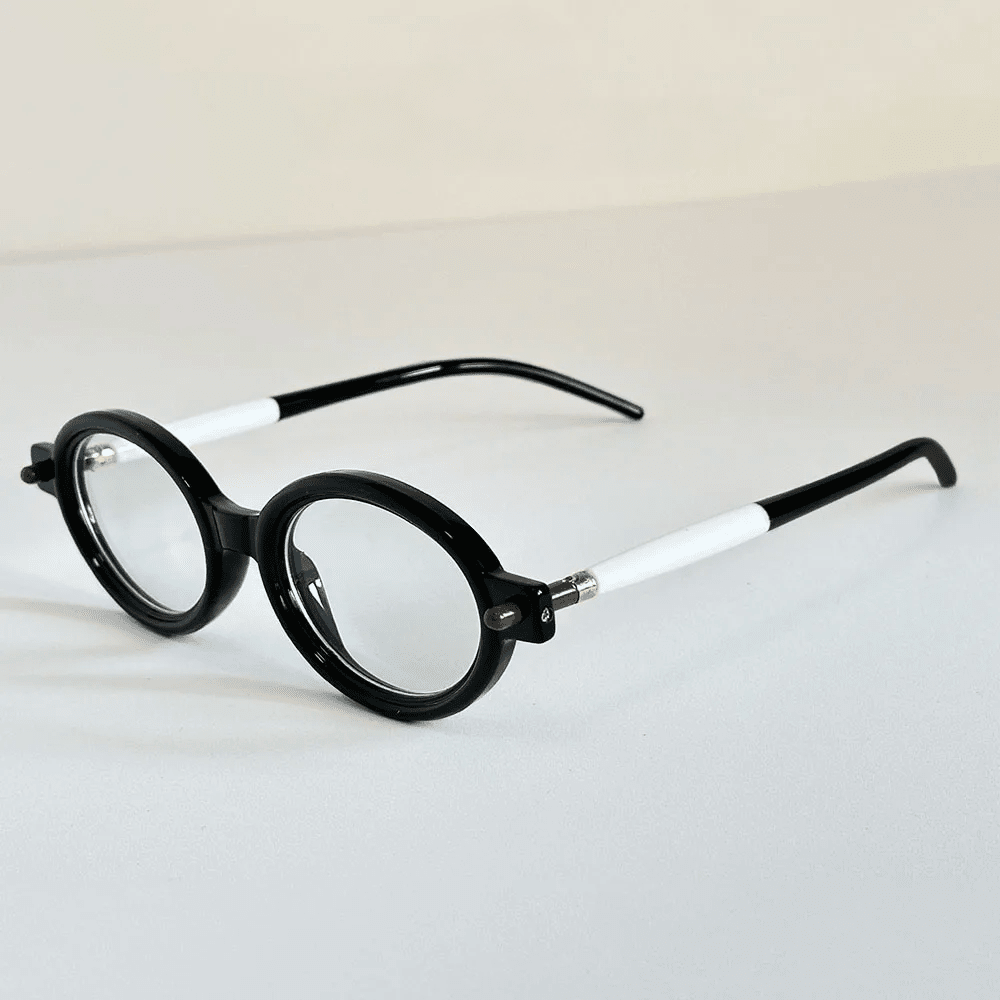 Herren Runde Sonnenbrille Retro | Vintage Brille zweifarbig schwarz-weiß [ Herrenkollektion - Sonnenbrille - Freizeitbrille ] 241 - Herren Runde Sonnenbrille Retro Gratti Offiziell Durchsichtig Schwarz 