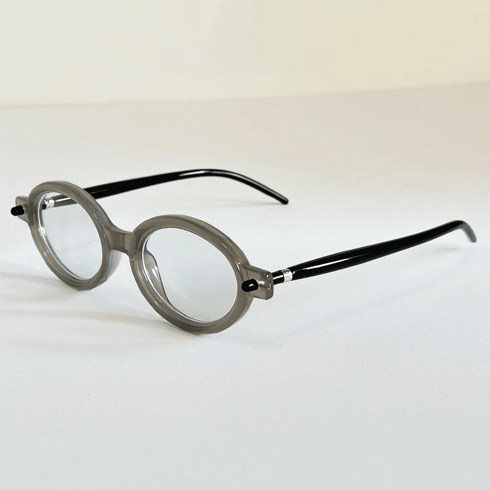 Herren Runde Sonnenbrille Retro | Vintage Brille zweifarbig schwarz-weiß [ Herrenkollektion - Sonnenbrille - Freizeitbrille ] 241 - Herren Runde Sonnenbrille Retro Gratti Offiziell Durchsichtig Grau 
