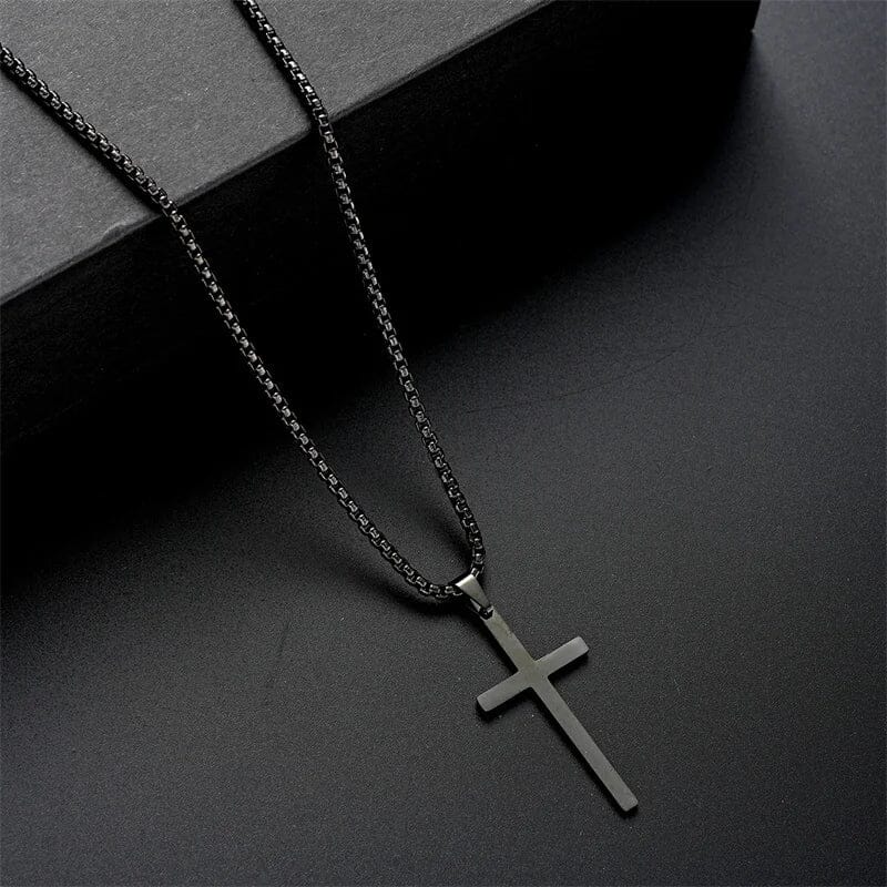 Herren Schmuck Set Kreuz Kette | Edelstahl Kettenarmband und Ring schwarz [ Herrenkollektion - Accessoires - Leinensets ] 178 - Herren Schmuck Set Kreuz Kette Gratti Paris 