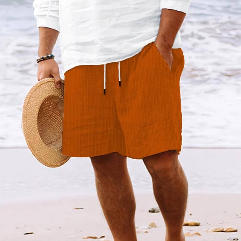 Herren Shorts gestreift | Lässige Strandshorts mit Kordelzug blau [ Herrenkollektion - Shorts - Frühling & Sommer '25 ] 101 - Herren Shorts gestreift Gratti Paris Orange M 