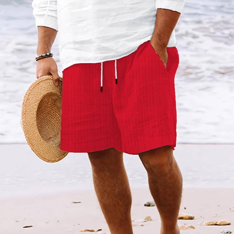 Herren Shorts gestreift | Lässige Strandshorts mit Kordelzug blau [ Herrenkollektion - Shorts - Frühling & Sommer '25 ] 101 - Herren Shorts gestreift Gratti Paris Rot M 