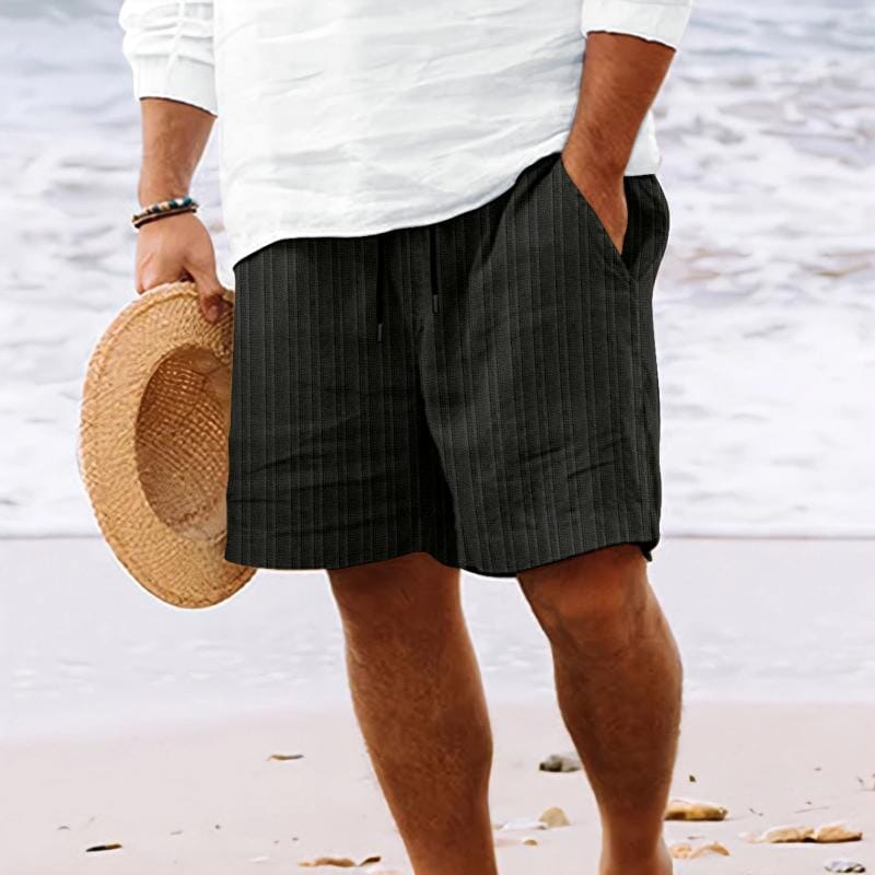 Herren Shorts gestreift | Lässige Strandshorts mit Kordelzug blau [ Herrenkollektion - Shorts - Frühling & Sommer '25 ] 101 - Herren Shorts gestreift Gratti Paris Schwarz M 