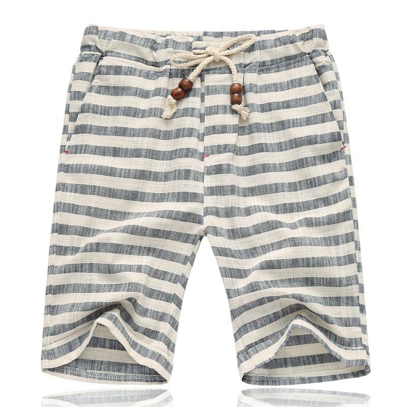 Herren Shorts Kariert | Lässige Freizeithose Baumwoll-Leinen [ Herrenkollektion - Shorts - Frühling & Sommer '25 ] 107 - Herren Shorts Kariert Gratti Paris Hellgrau XXS 