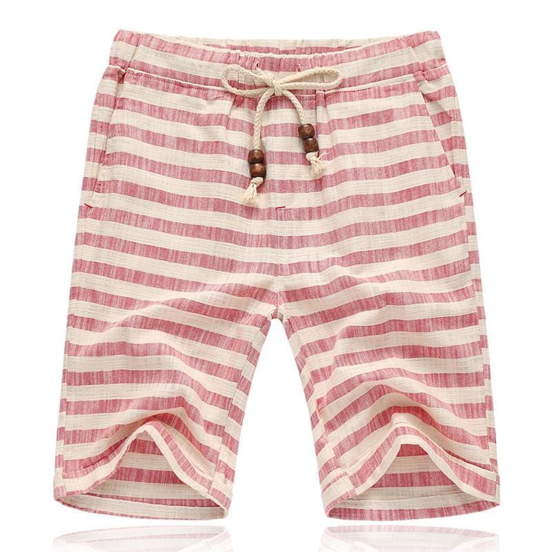 Herren Shorts Kariert | Lässige Freizeithose Baumwoll-Leinen [ Herrenkollektion - Shorts - Frühling & Sommer '25 ] 107 - Herren Shorts Kariert Gratti Paris Rosa XXS 