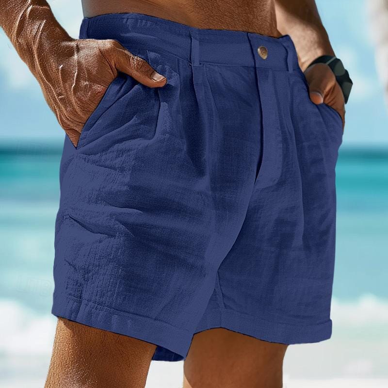 Herren Shorts mit Bundfalten Leinen | Elegante Sommershorts weiß [ Herrenkollektion - Shorts - Frühling & Sommer '25 ] 80 - Herren Shorts mit Bundfalten Leinen Gratti Paris Marineblau M 