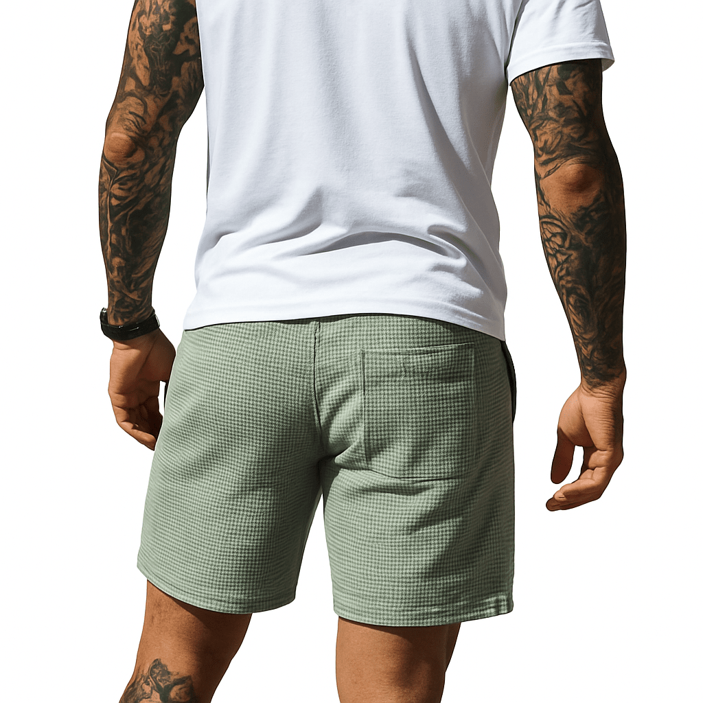 Herren Shorts Waffelstruktur | Lässige Freizeithose mit Kordelzug grau [ Herrenkollektion - Shorts - Frühling & Sommer '25 ] 135 - Herren Shorts Waffelstruktur Gratti Paris 