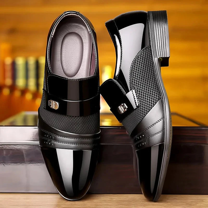 Herren Slip-On Schuhe mit Schnalle | Elegante Anzugschuhe schwarz [ Herrenkollektion - Schuhe - Elegante Schuhe ] 266 - Herren Slip-On Schuhe mit Schnalle Gratti Offiziell 