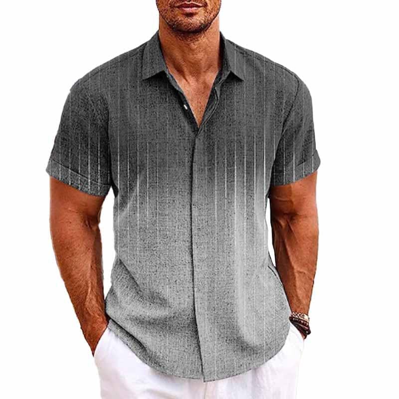 Herren Sommerhemd mit Farbverlauf | Lässiges Hawaiihemd Kurzarm grau [ Herrenkollektion - Frühling & Sommer '25 - Hemden ] 93 - Herren Sommerhemd mit Farbverlauf Gratti Paris 