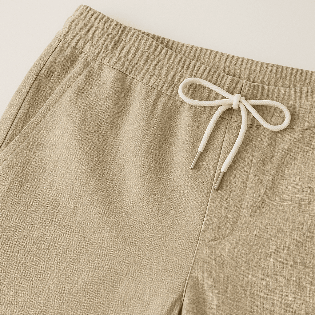 Herren Sommerhose mit Kordelzug | Lässige Chinohose Baumwoll-Leinen hellblau [ Herrenkollektion - Frühling & Sommer '25 - Leinensets ] 168 - Herren Sommerhose mit Kordelzug Gratti Paris 