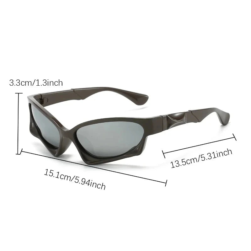 Herren Sonnenbrille futuristisch | Schmale Cyberpunk Brille silber [ Herrenkollektion - Sonnenbrille - Freizeitbrille ] 225 - Herren Sonnenbrille futuristisch Gratti Offiziell 