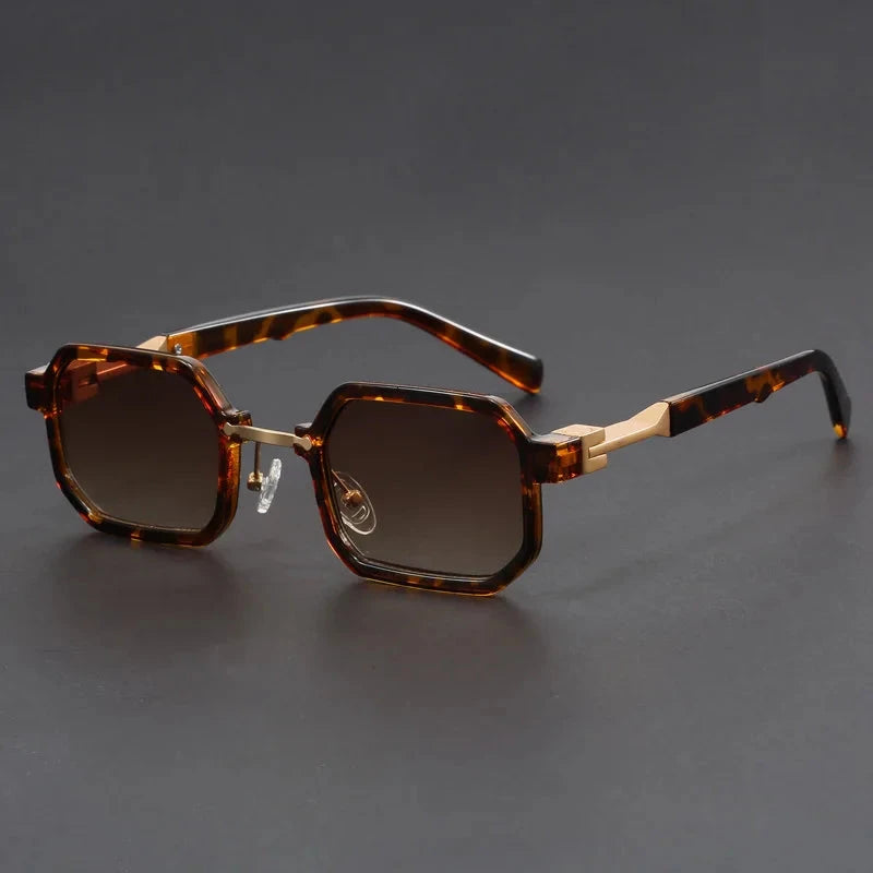 Herren Sonnenbrille geometrisch | Futuristische Cyberpunk Brille weiß [ Herrenkollektion - Sonnenbrille - Freizeitbrille ] 240 - Herren Sonnenbrille geometrisch Gratti Offiziell Bernstein Schildkröte 