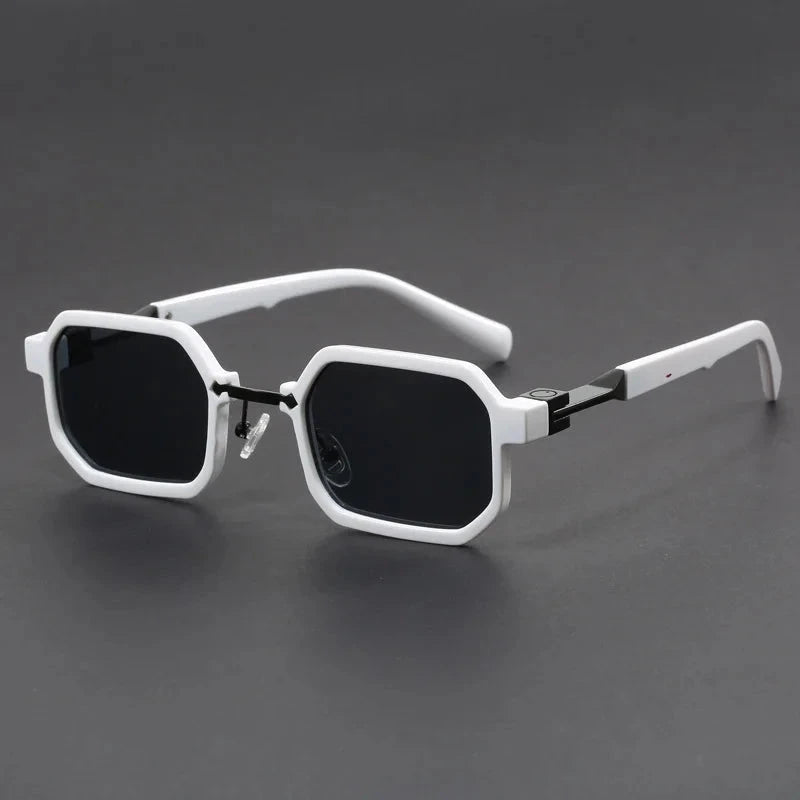 Herren Sonnenbrille geometrisch | Futuristische Cyberpunk Brille weiß [ Herrenkollektion - Sonnenbrille - Freizeitbrille ] 240 - Herren Sonnenbrille geometrisch Gratti Offiziell Eisiger Frost 