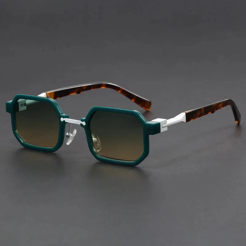 Herren Sonnenbrille geometrisch | Futuristische Cyberpunk Brille weiß [ Herrenkollektion - Sonnenbrille - Freizeitbrille ] 240 - Herren Sonnenbrille geometrisch Gratti Offiziell Smaragd Schildkröte 