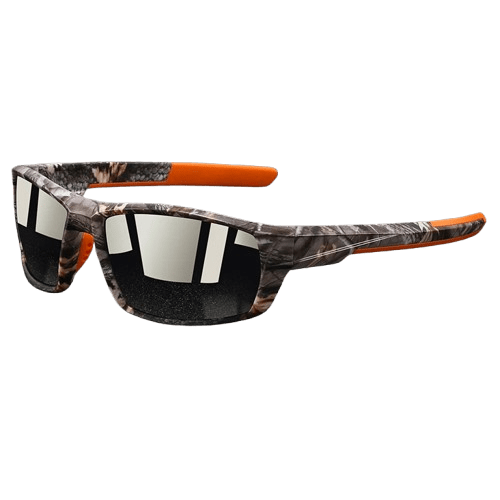 Herren Sonnenbrille polarisiert | Camo Sportbrille mit orange Akzenten [ Herrenkollektion - Sonnenbrille - Freizeitbrille ] 218 - Herren Sonnenbrille polarisiert Gratti Offiziell 