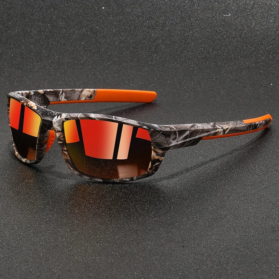 Herren Sonnenbrille polarisiert | Camo Sportbrille mit orange Akzenten [ Herrenkollektion - Sonnenbrille - Freizeitbrille ] 218 - Herren Sonnenbrille polarisiert Gratti Offiziell Rot 