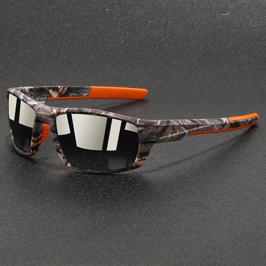 Herren Sonnenbrille polarisiert | Camo Sportbrille mit orange Akzenten [ Herrenkollektion - Sonnenbrille - Freizeitbrille ] 218 - Herren Sonnenbrille polarisiert Gratti Offiziell Schwarz 