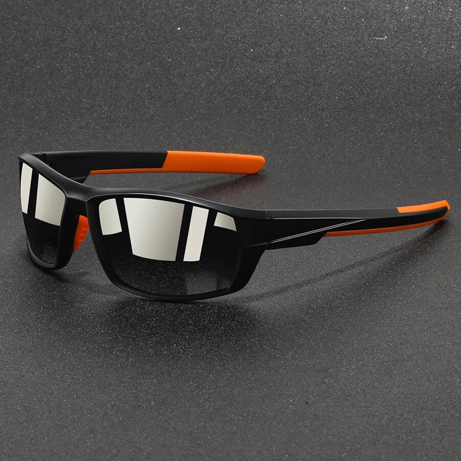 Herren Sonnenbrille polarisiert | Camo Sportbrille mit orange Akzenten [ Herrenkollektion - Sonnenbrille - Freizeitbrille ] 218 - Herren Sonnenbrille polarisiert Gratti Offiziell Tiefschwarz 