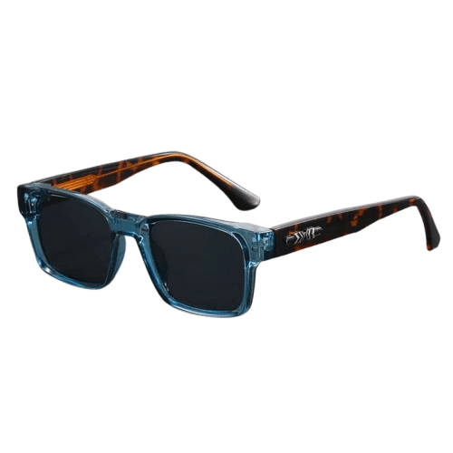Herren Sonnenbrille polarisiert | Quadratische Brille mit Schildpatt-Bügeln hellblau [ Herrenkollektion - Sonnenbrille - Freizeitbrille ] 242 - Herren Sonnenbrille polarisiert Gratti Offiziell 