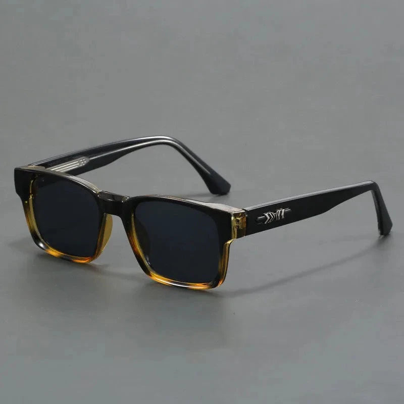 Herren Sonnenbrille polarisiert | Quadratische Brille mit Schildpatt-Bügeln hellblau [ Herrenkollektion - Sonnenbrille - Freizeitbrille ] 242 - Herren Sonnenbrille polarisiert Gratti Offiziell Schwarzer Leopard 