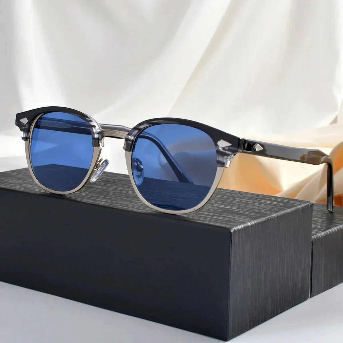 Herren Sonnenbrille polarisiert | Retro Clubmaster Brille blau [ Herrenkollektion - Sonnenbrille - Freizeitbrille ] 246 - Herren Sonnenbrille polarisiert Gratti Offiziell Aqua 