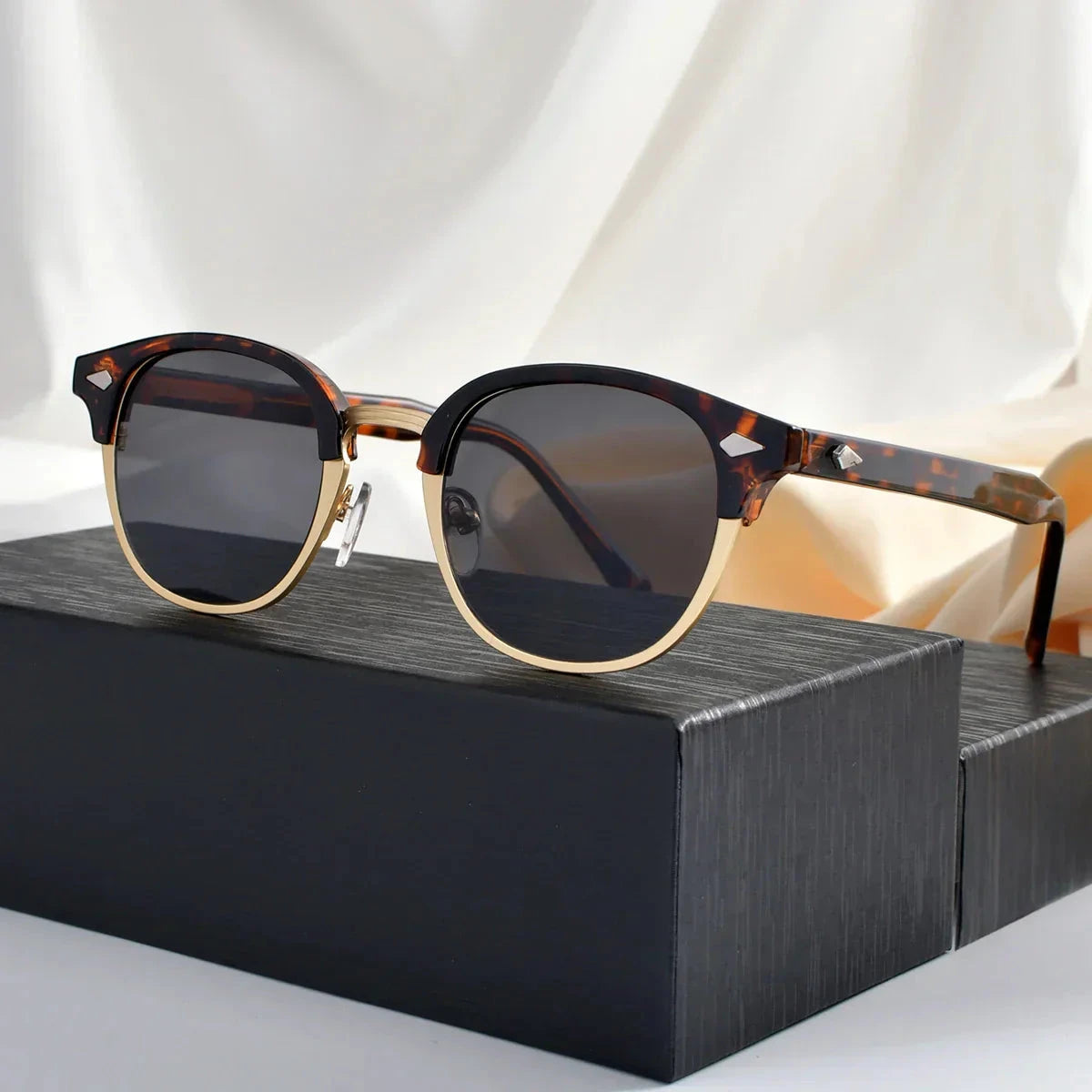 Herren Sonnenbrille polarisiert | Retro Clubmaster Brille blau [ Herrenkollektion - Sonnenbrille - Freizeitbrille ] 246 - Herren Sonnenbrille polarisiert Gratti Offiziell Leopard 