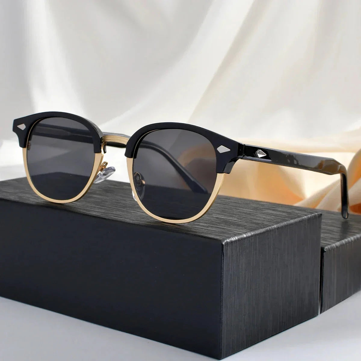 Herren Sonnenbrille polarisiert | Retro Clubmaster Brille blau [ Herrenkollektion - Sonnenbrille - Freizeitbrille ] 246 - Herren Sonnenbrille polarisiert Gratti Offiziell Schwarzes Gold 