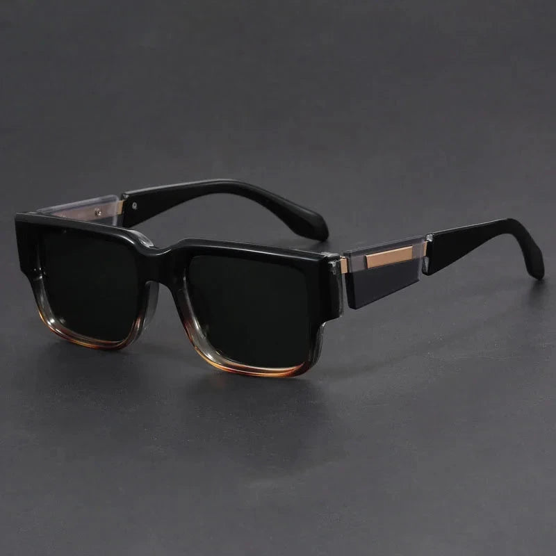 Herren Sonnenbrille quadratisch | Klobige Sonnenbrille Acetat schwarz [ Herrenkollektion - Sonnenbrille - Freizeitbrille ] 245 - Herren Sonnenbrille quadratisch Gratti Offiziell Mitternachts Gold 