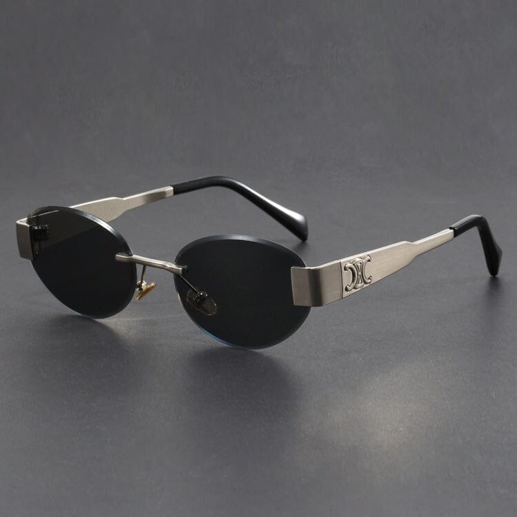 Herren Sonnenbrille Retro Randlos | Ovale Brille Gold mit Schildpatt-Bügeln [ Herrenkollektion - Sonnenbrille - Freizeitbrille ] 244 - Herren Sonnenbrille Retro Randlos Gratti Offiziell Titanium Schwarz 