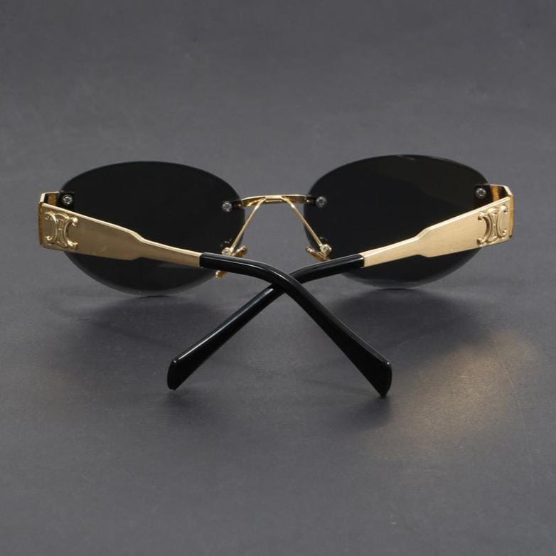 Herren Sonnenbrille Retro Randlos | Ovale Brille Gold mit Schildpatt-Bügeln [ Herrenkollektion - Sonnenbrille - Freizeitbrille ] 244 - Herren Sonnenbrille Retro Randlos Gratti Offiziell 