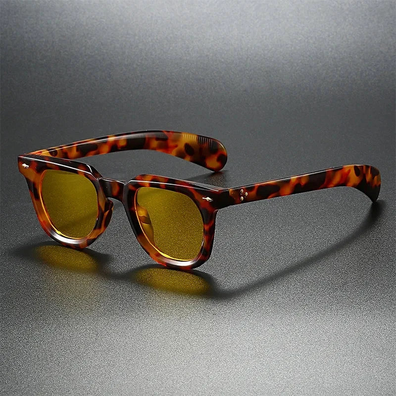 Herren Sonnenbrille Retro | Schildpatt Brille mit gelben Gläsern [ Herrenkollektion - Sonnenbrille - Freizeitbrille ] 227 - Herren Sonnenbrille Retro Gratti Offiziell Glut 