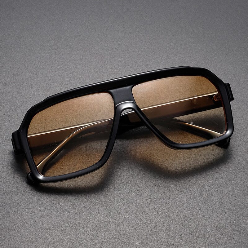 Herren Sonnenbrille Retro | Übergroße quadratische Brille braun [ Herrenkollektion - Sonnenbrille - Freizeitbrille ] 233 - Herren Sonnenbrille Retro Gratti Offiziell 