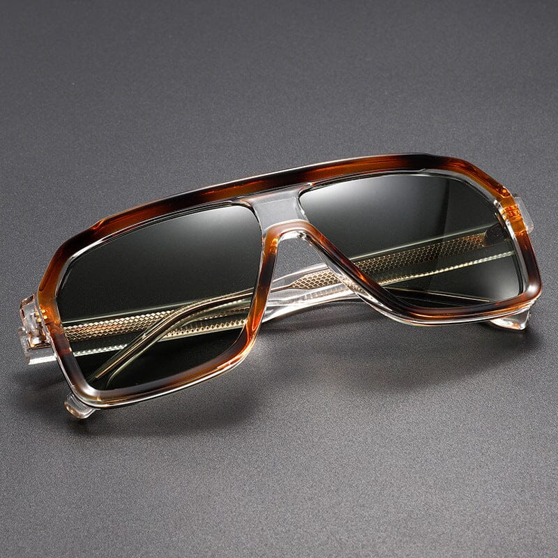 Herren Sonnenbrille Retro | Übergroße quadratische Brille braun [ Herrenkollektion - Sonnenbrille - Freizeitbrille ] 233 - Herren Sonnenbrille Retro Gratti Offiziell 