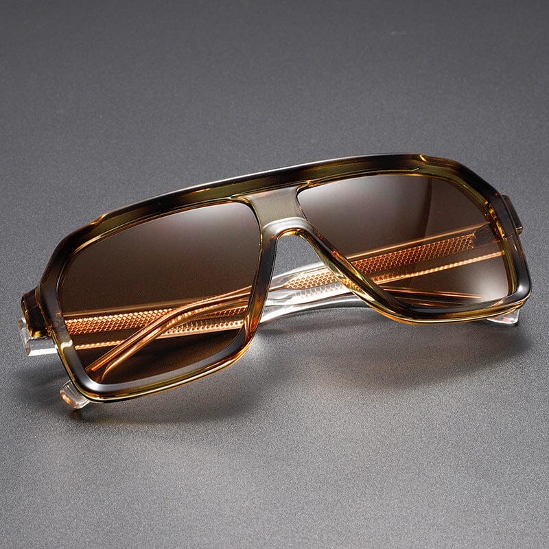 Herren Sonnenbrille Retro | Übergroße quadratische Brille braun [ Herrenkollektion - Sonnenbrille - Freizeitbrille ] 233 - Herren Sonnenbrille Retro Gratti Offiziell 