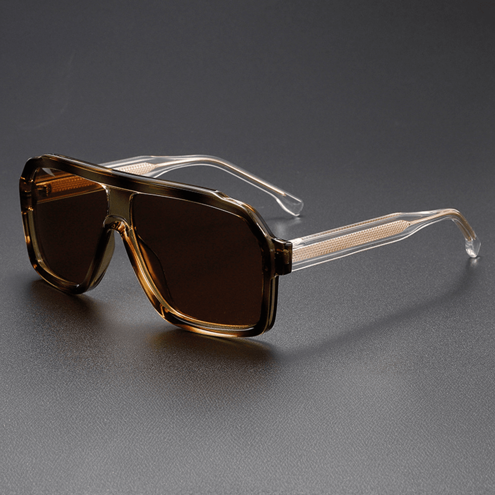 Herren Sonnenbrille Retro | Übergroße quadratische Brille braun [ Herrenkollektion - Sonnenbrille - Freizeitbrille ] 233 - Herren Sonnenbrille Retro Gratti Offiziell Bernstein 
