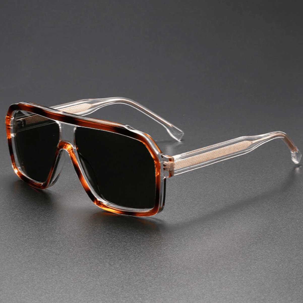 Herren Sonnenbrille Retro | Übergroße quadratische Brille braun [ Herrenkollektion - Sonnenbrille - Freizeitbrille ] 233 - Herren Sonnenbrille Retro Gratti Offiziell Leopard 