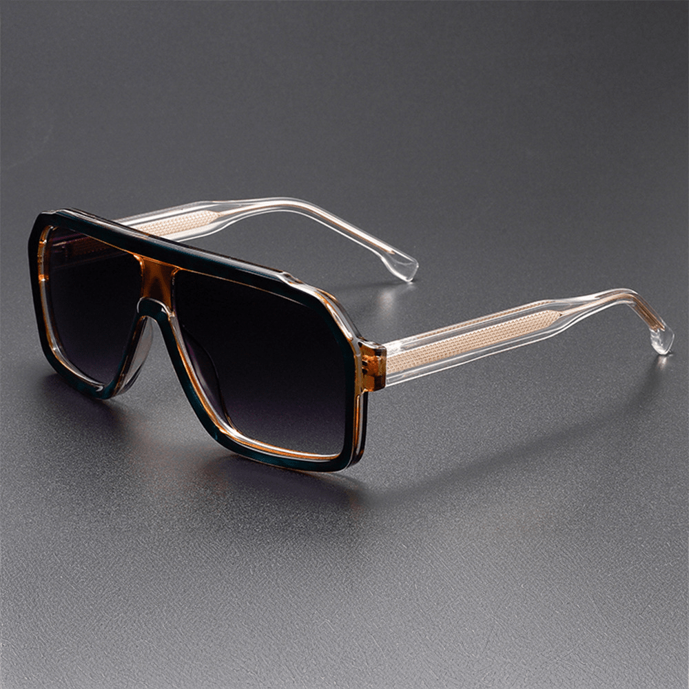 Herren Sonnenbrille Retro | Übergroße quadratische Brille braun [ Herrenkollektion - Sonnenbrille - Freizeitbrille ] 233 - Herren Sonnenbrille Retro Gratti Offiziell Obsidian 